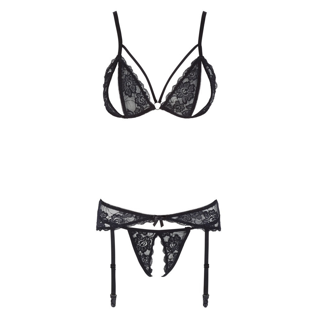 Sexy Set Reggiseno coppe aperte nero Emma