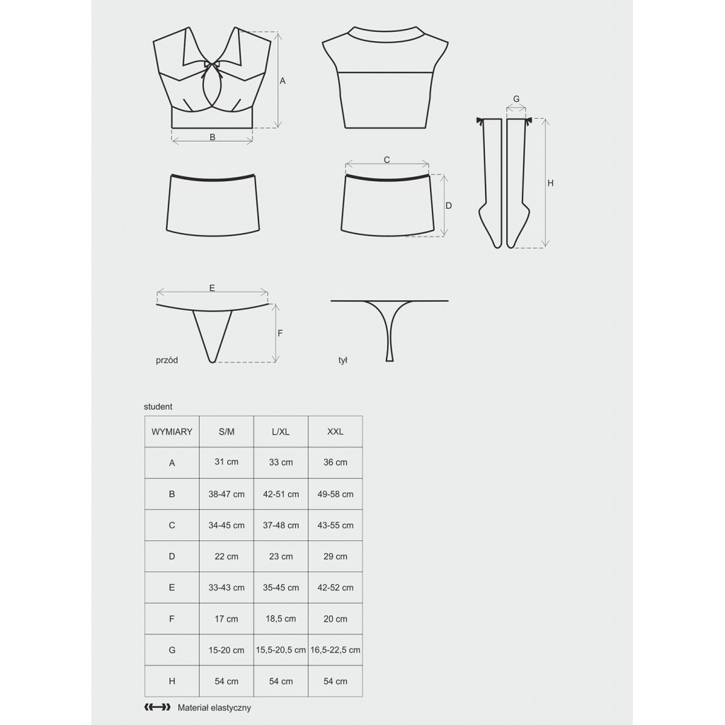Costume da Studentessa sexy - 4 pcs