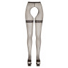 Black net tights with sewn-on lace garters