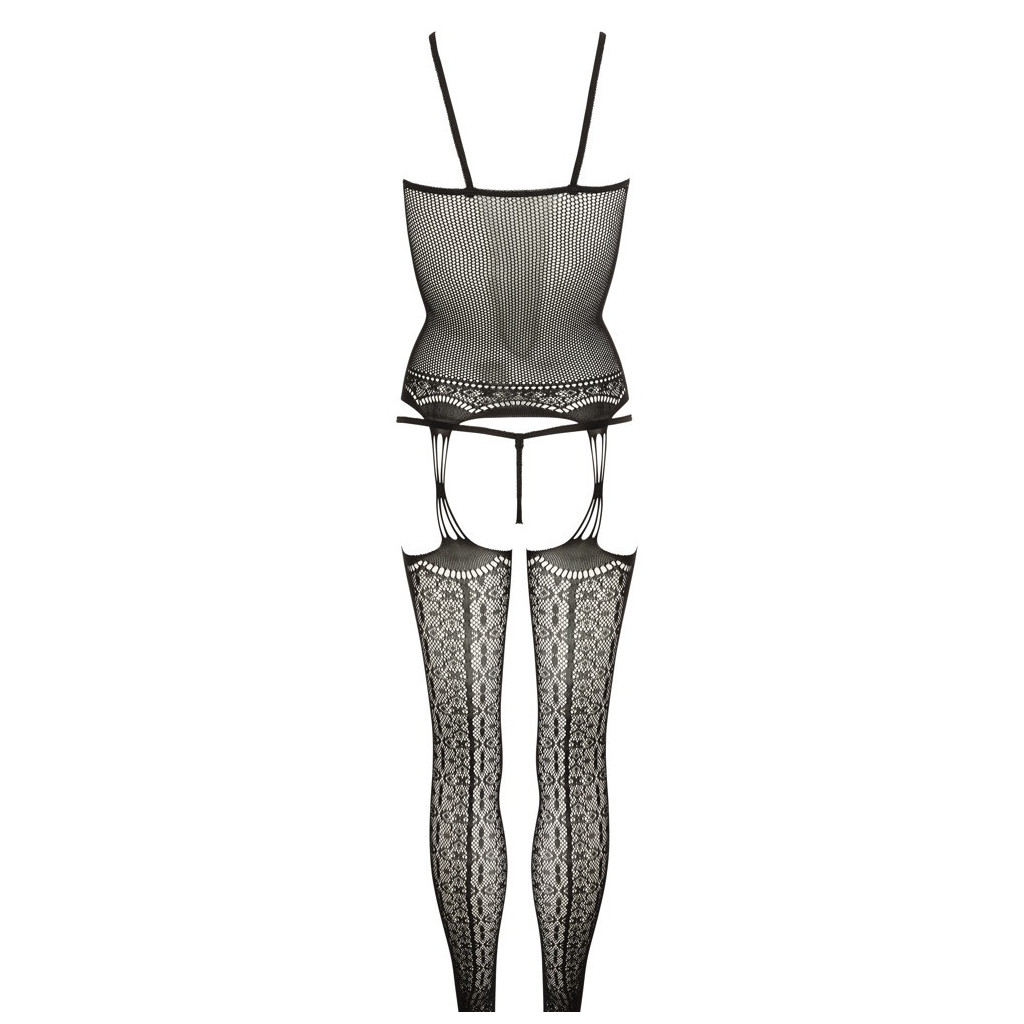 Set in pizzo con strisce e calze