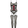 Set in pizzo con strisce e calze