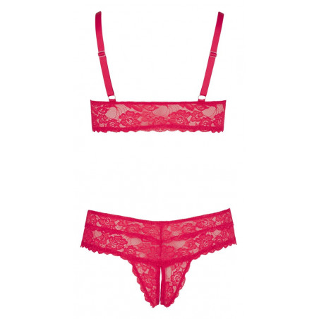 Bra and Crotchless String red