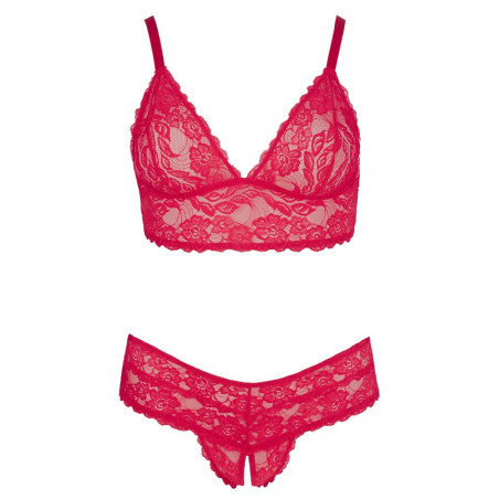 Bra and Crotchless String red