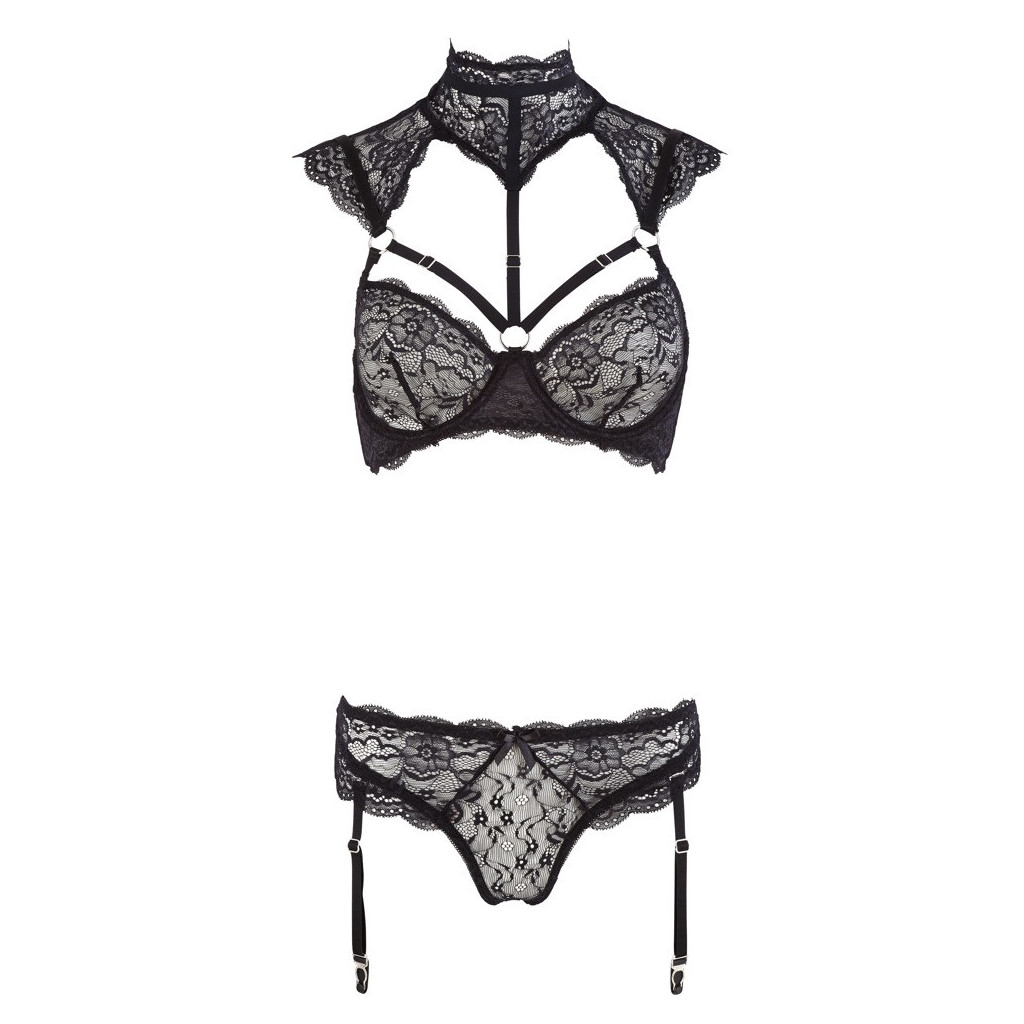 Set Bra floral lace with decorative rings