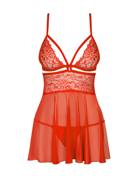 838-BAB-3 babydoll e perizoma rossa