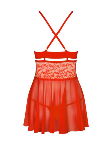 838-BAB-3 babydoll e perizoma rossa