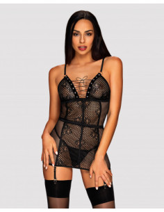 Chemise with detachable garters with thong