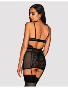 Chemise with detachable garters with thong 2