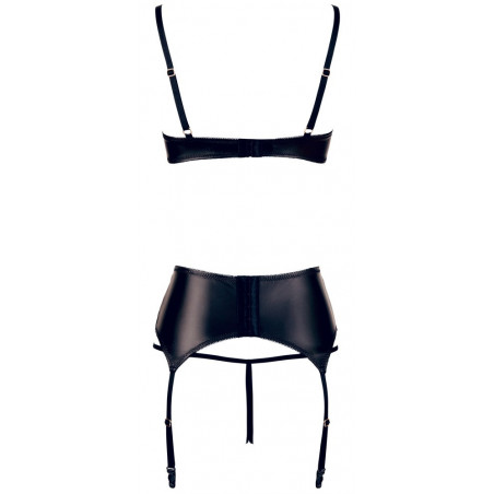 Shelf Bra Suspender Set in a Leather Look