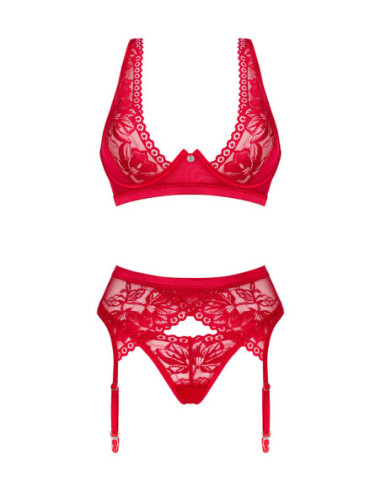 Lacelove Set rosso con cintura a giarrettiera