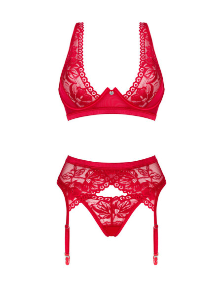 Lacelove Set rosso con cintura a giarrettiera