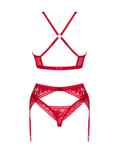 Lacelove Set rosso con cintura a giarrettiera