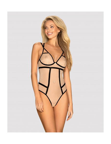Beige teddy with black trim