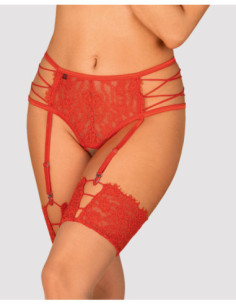 Red crotchless garter belt