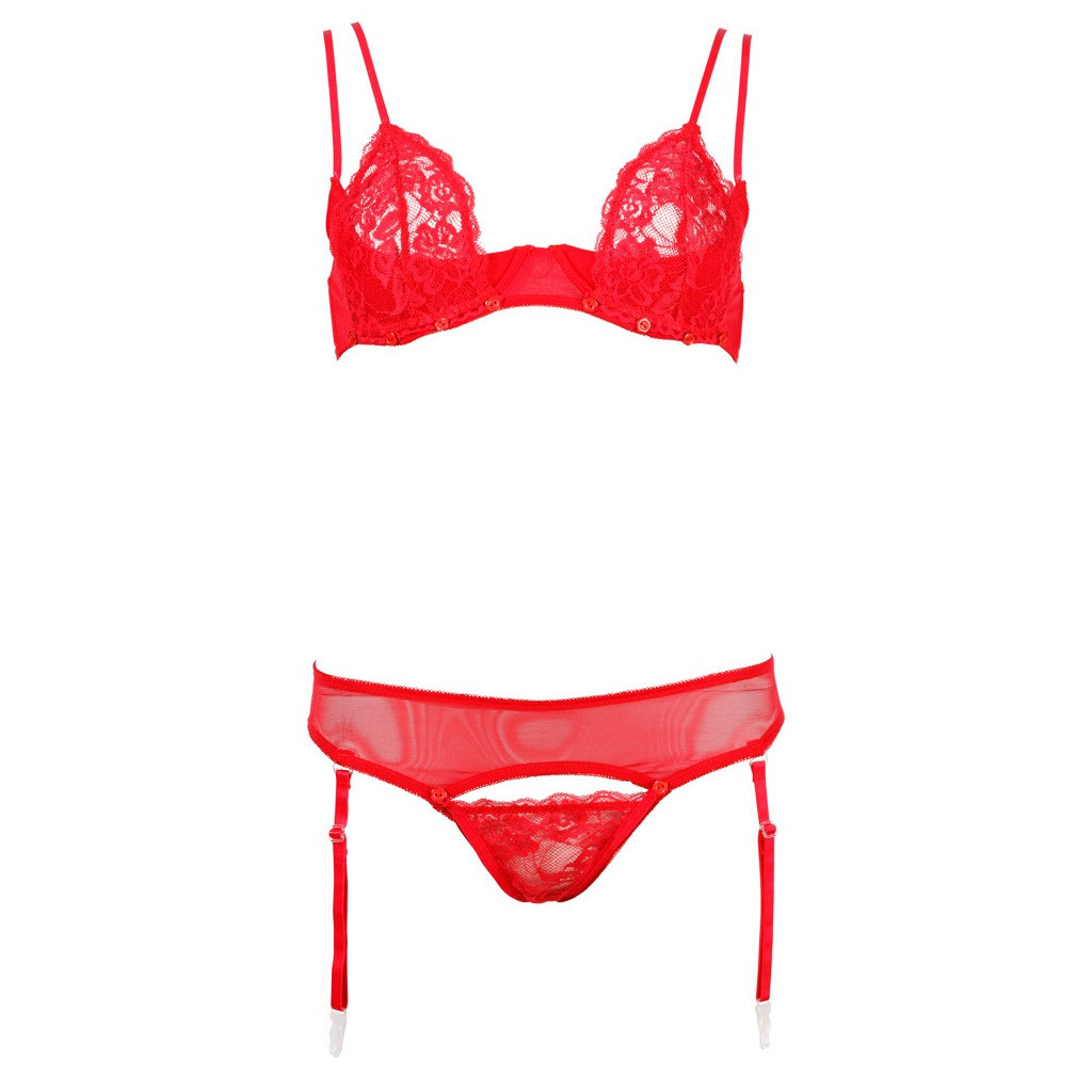 Set Reggiseno Con Reggicalze Rosse Liva