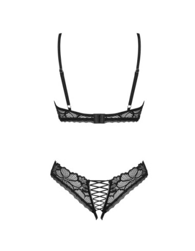 Serafia Set: reggiseno senza coppe e perizoma aperto