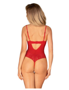 Red crotchless & cupless teddy 2