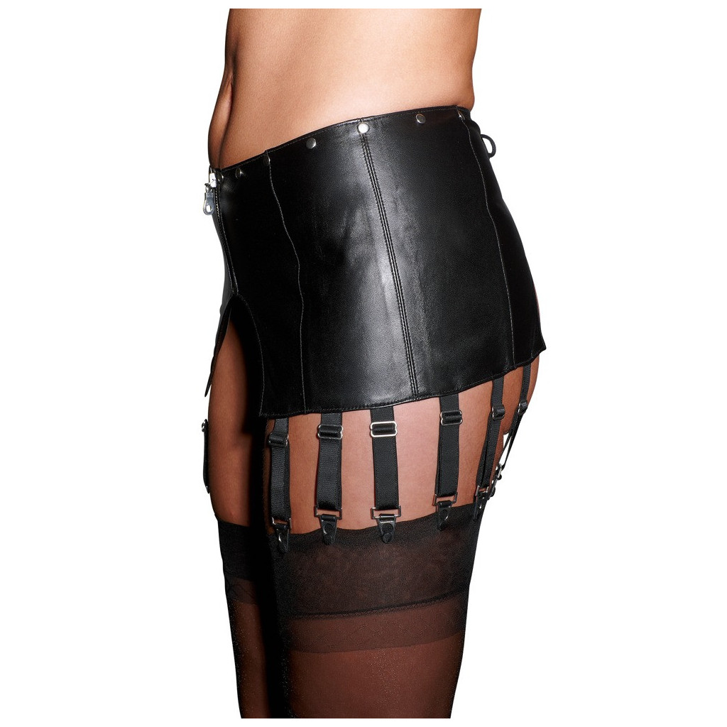Leather Suspender Belt With a front zip