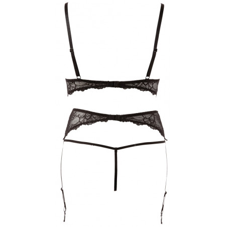 Bra black string & suspender belt