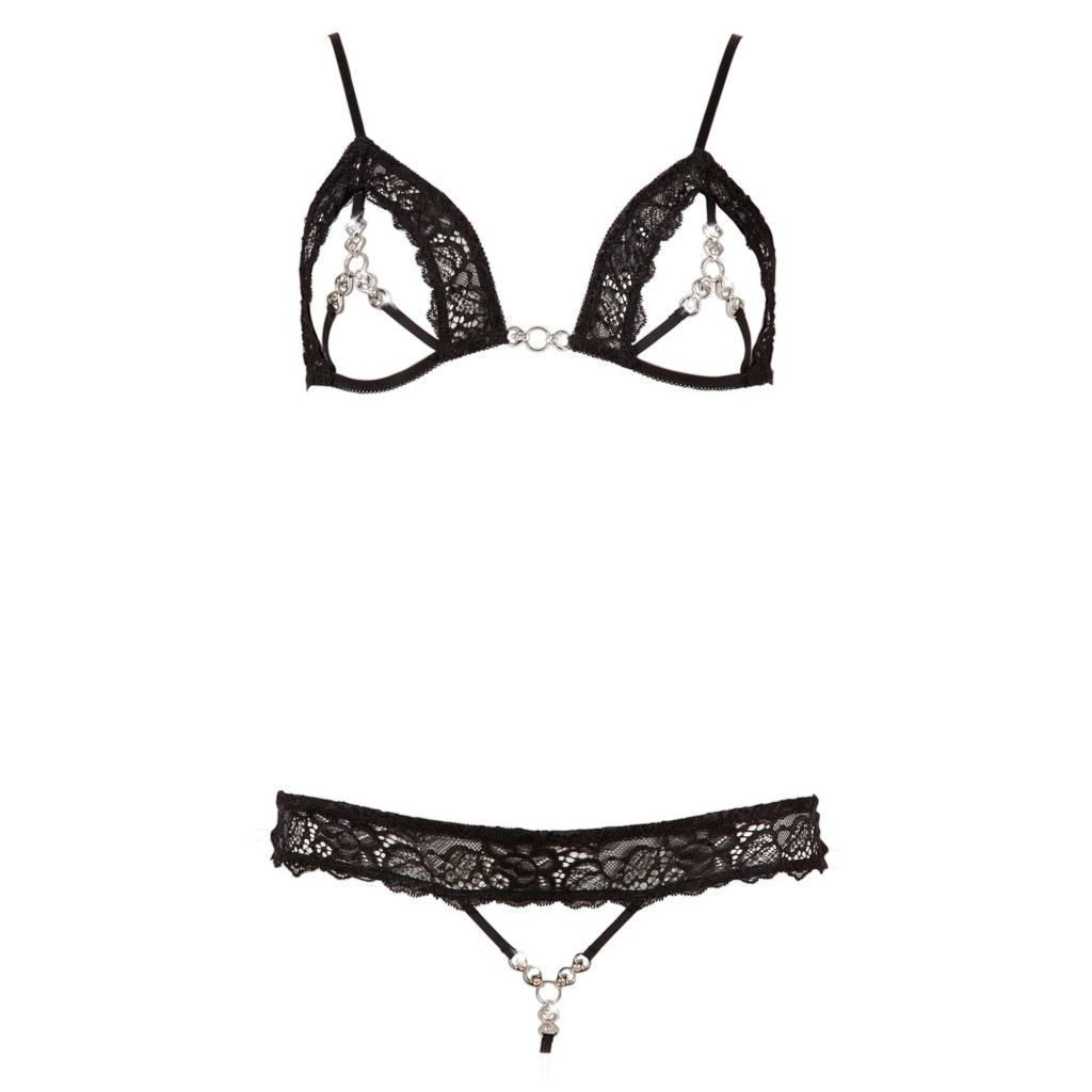 Set reggiseno e perizoma con coppe aperte