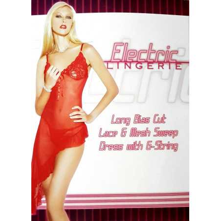 Long Bias Cut Lace Mest Sweep Dress With String